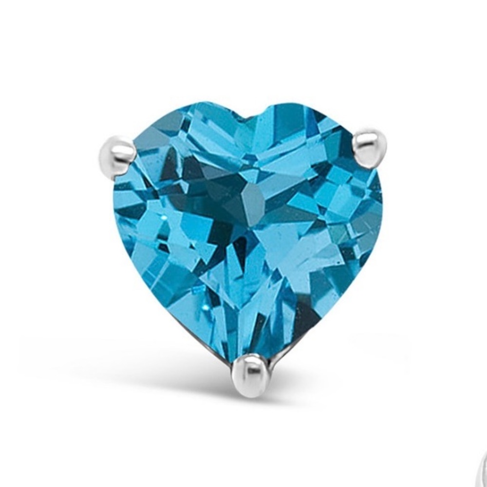 Blue Topaz Heart Studs - Never worn, tags still attached.